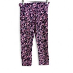 LORNA JANE EFFORTLESS 3/4 PINK BLACK FLORAL ATHLETIC LEGGINGS SIZE XS YOGA GYM